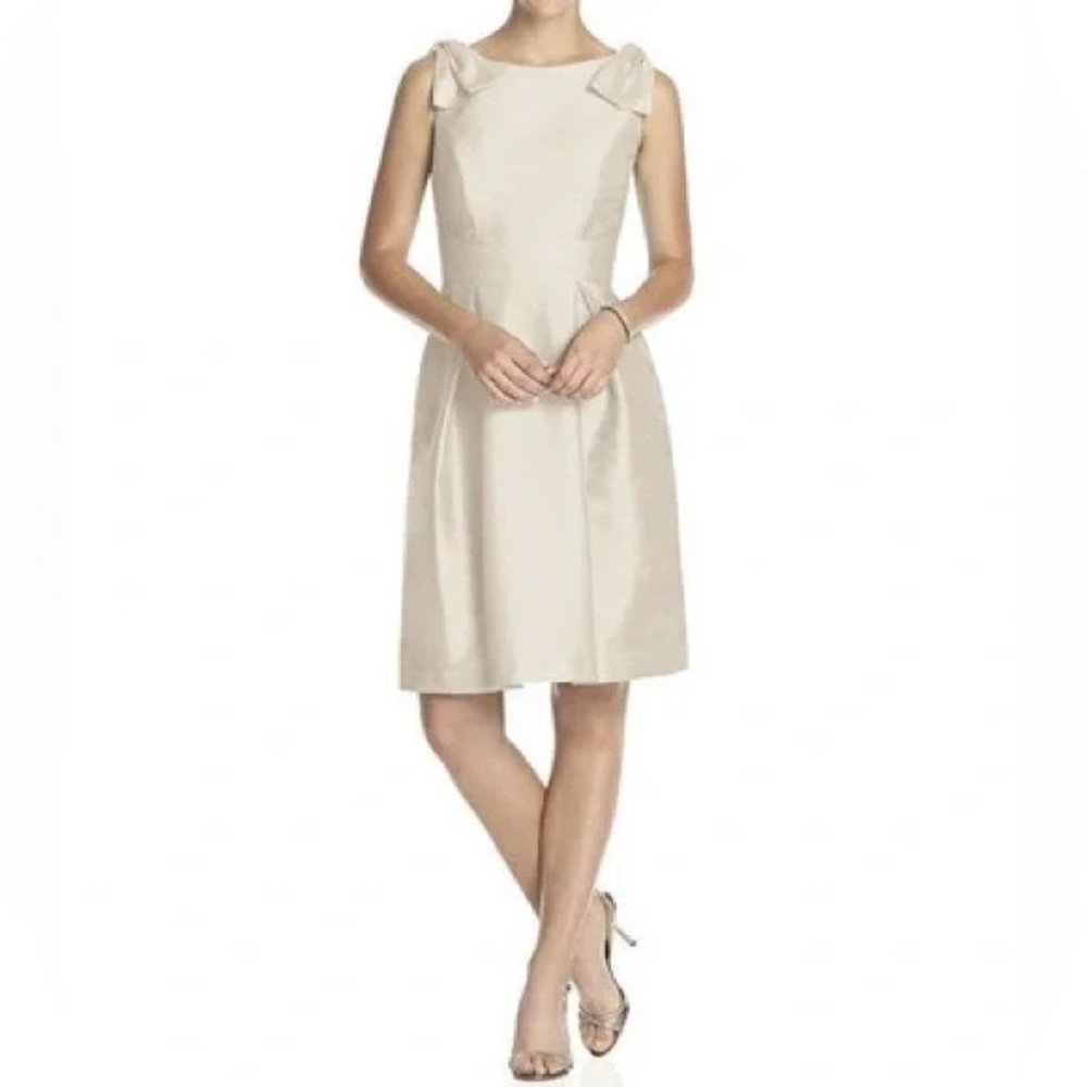 NWT Alfred Sung Dupioni Sleeveless Short Cocktail Dress with Bow Size 2 D626